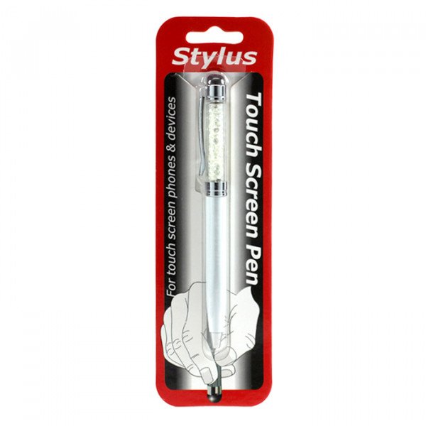 Wholesale 2 in 1 Glitter Stylus Touch Pen with Writing Pen (White)